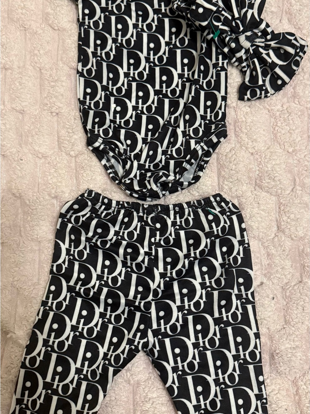 Dior Black & White Logo-Print Kids Leggings